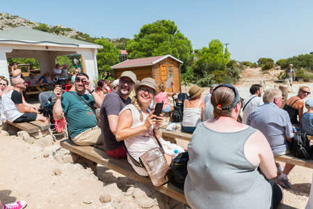 MALAGA, SPAIN - SEPTEMBER 7, 2016: Happy couple smiling at birds of Prey Exhibition Showのeditorial素材