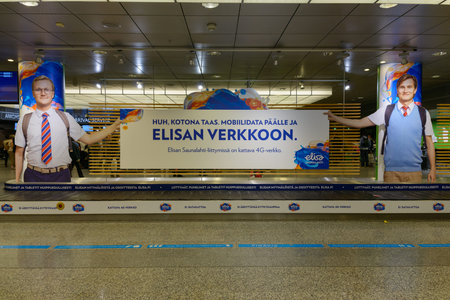 HELSINKI, FINLAND SEPTEMBER 12, 2016 - Baggage claim area in Helsinki-Vantaa Airport