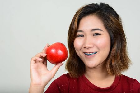 Portrait of young Asian woman with short hairの写真素材