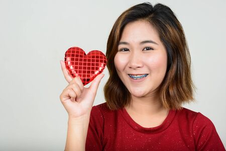 Portrait of young Asian woman with short hairの写真素材