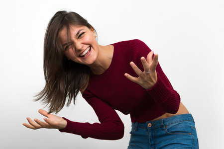 Portrait of young beautiful woman with brown hair