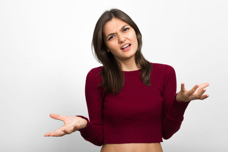 Portrait of young beautiful woman with brown hair