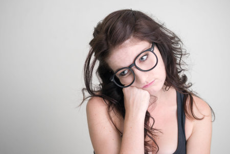 Portrait of young beautiful woman with brown hair