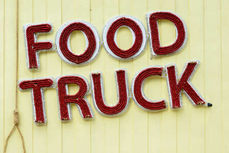 Portrait of Food Truck sign made of ropesの写真素材