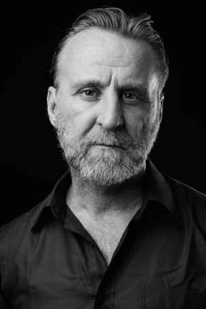 Mature handsome bearded man in black and whiteの写真素材