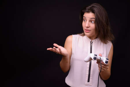 Portrait of young beautiful businesswoman with short hairの写真素材