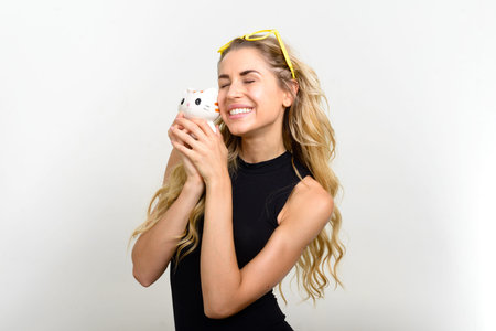 Portrait of young beautiful woman with blonde hair