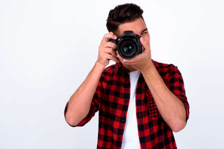 Portrait of young handsome multi ethnic hipster manの写真素材
