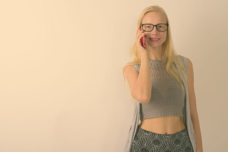 Portrait of beautiful woman with blonde hair