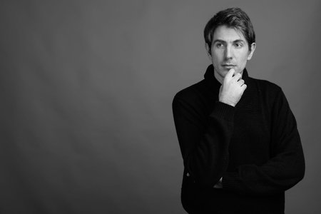 Portrait of handsome man wearing coat for cold weather