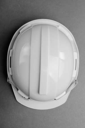 Studio Shot Of Construction Helmet Against Gray Backgroundの写真素材
