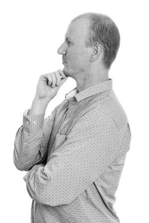 Portrait of bald businessman with beard stubbleの写真素材