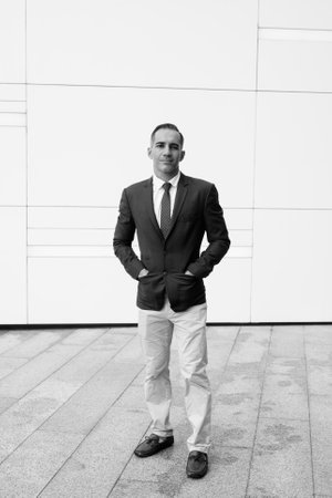 Handsome Persian businessman exploring the city of Bangkok, Thailandの写真素材