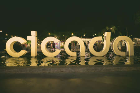 HUA HIN, THAILAND - FEBRUARY 25, 2017- entrance of Cicada Market is a weekend night market created as a community through integrating culture and arts with lifestylesのeditorial素材