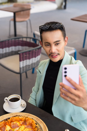 Portrait of nonbinary genderfluid young Asian gay man
