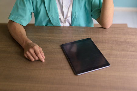 Portrait of non binary gay man doctorの写真素材