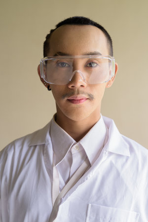 Portrait of non binary gay man research scientistの写真素材
