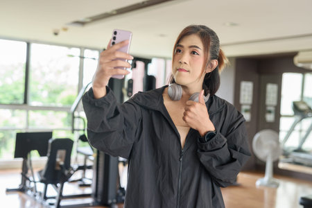 Attractive Asian transgender woman in gym environment training for healthy fitness lifestyle