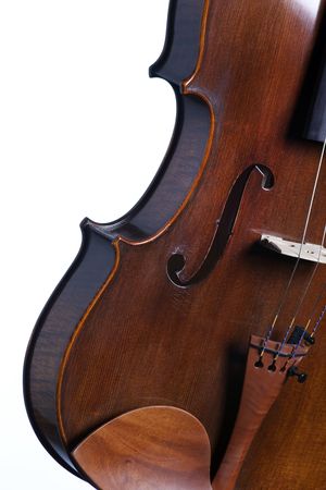 A violin viola isolated against white background in vertical format.の写真素材