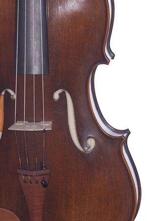 A violin viola isolated against a white background in the vertical format.の写真素材