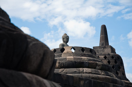 Borobudur temple in Jogjakarta, an ancient Buddhist temple in Jogjakarta, Indonesia.の写真素材