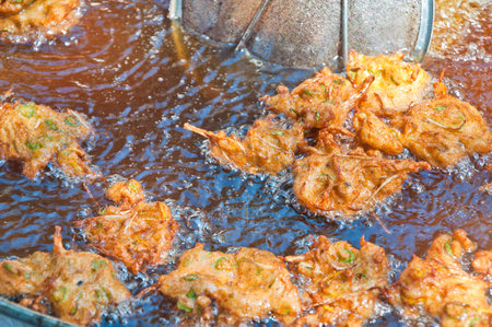 Frying of Curried fish cake