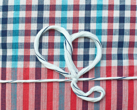 Heart shape of rope, Closeup texture of Fabric, Thai style loincloth, for love conceptの写真素材