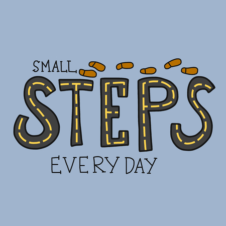 Small steps everyday word lettering vector illustrationのイラスト素材