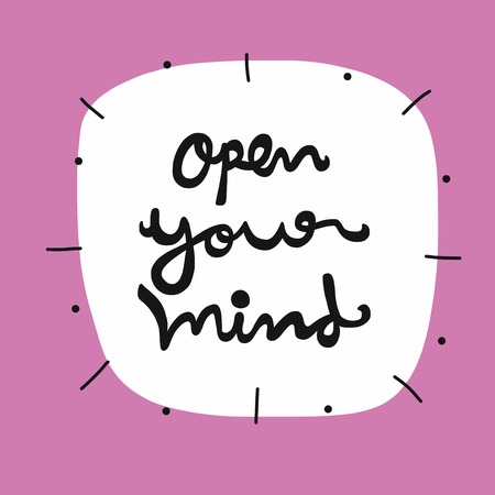 Open your mind word vector illustration on white bubble backgroundのイラスト素材
