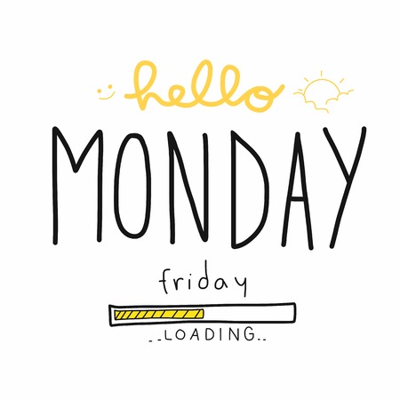 Hello Monday Friday loading word vector illustration doodle styleのイラスト素材