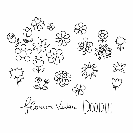 Flower cartoon vector illustration doodle styleのイラスト素材