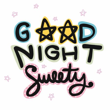 Good night sweety cute word and star vector illustrationのイラスト素材