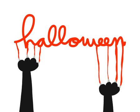 Halloween black cat nail scratch vector illustrationのイラスト素材
