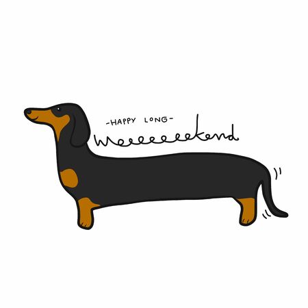 Have a long weekend dachshund cartoon vector illustration doodle styleのイラスト素材