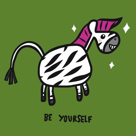 Punk zebra be yourself cartoon vector illustrationのイラスト素材