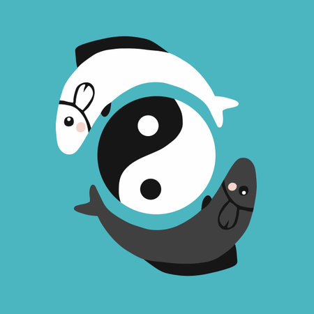 Fish Yin-Yang logo vector illustrationのイラスト素材