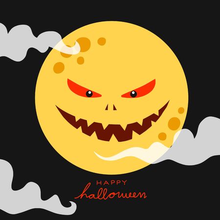 Full moon monster happy Halloween night cartoon vector illustrationのイラスト素材