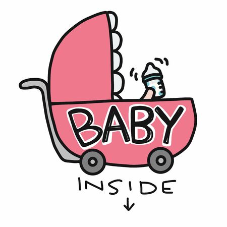 Baby inside baby car cartoon doodle vector illustrationのイラスト素材