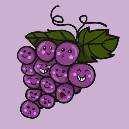 Grape friend cartoon vector illustration doodle styleのイラスト素材