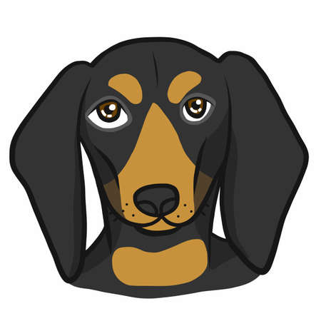 Dachshund dog face cartoon vector illustrationのイラスト素材