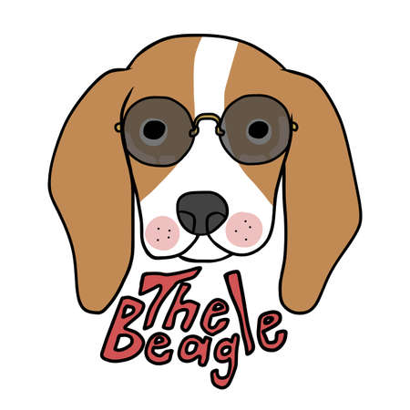 The Beagle dog wear sunglasses cartoon vector illustrationのイラスト素材