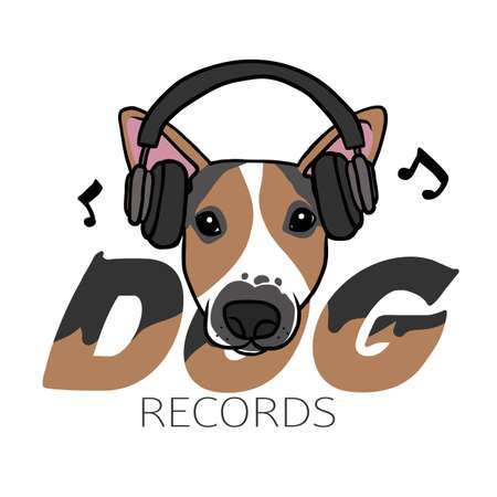 Jack Russell Terrier Dog record cartoon  vector illustrationのイラスト素材