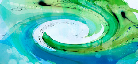 Abstract watercolor background. Green and blue colors. 3d rendering