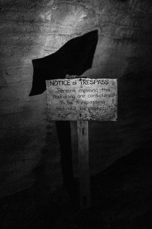 No Trespass Sign in blackwhiteの写真素材