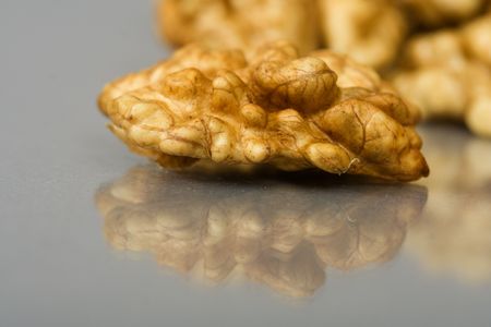 Walnuts close up isolatedの写真素材