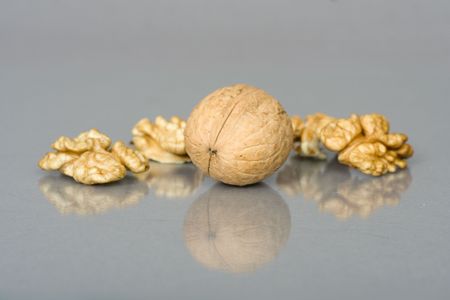 Walnuts close up isolatedの写真素材