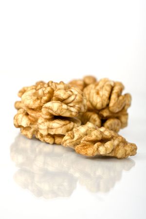 Walnuts close up isolatedの写真素材