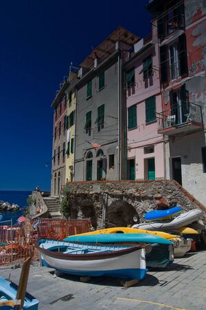 Riomaggiore, Village in the rocks - Cinque Terre, Liguria, Italyの写真素材