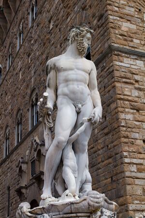 Neptune Fountain - Florence, Tuscany, Italyの写真素材