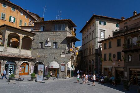 Streets and market of Cortona - Tuscany, Italyの写真素材